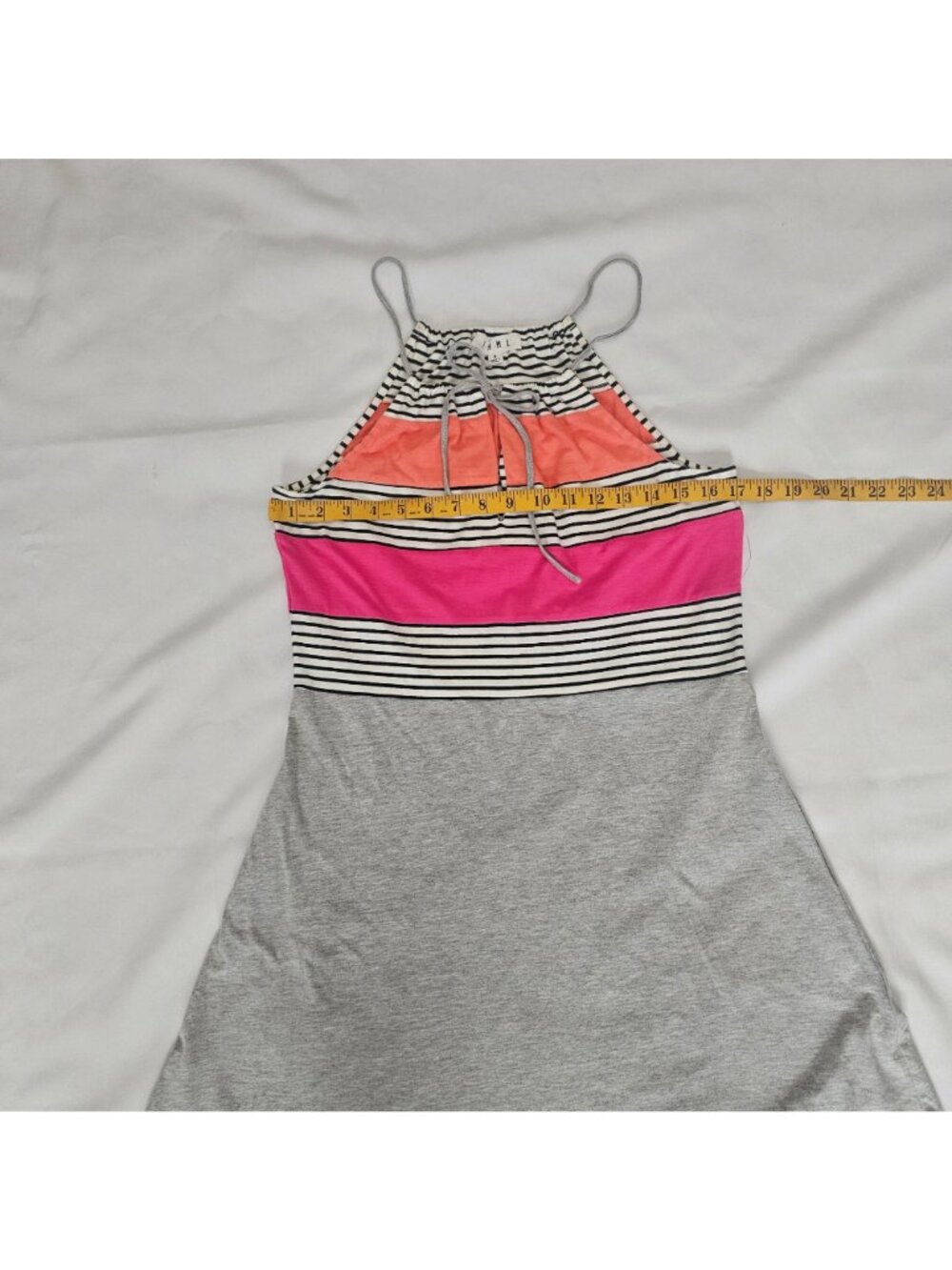 THML Striped Color Block Adjustable Tie Neck Halter Mini Dress Women's Small - Picture 9 of 11